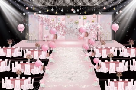 裸粉色樱花婚礼舞台效果图
