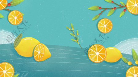清新手绘柠檬广告背景