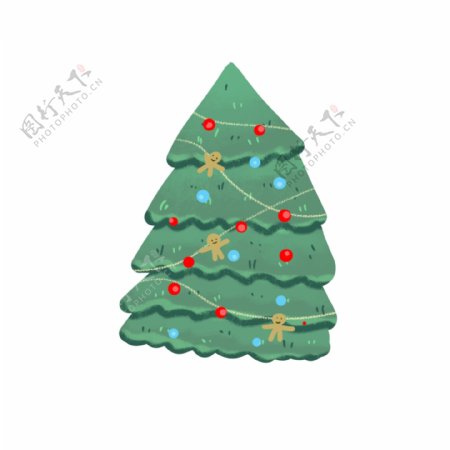 圣诞树卡通装饰圣诞节手绘矢量可商用元素
