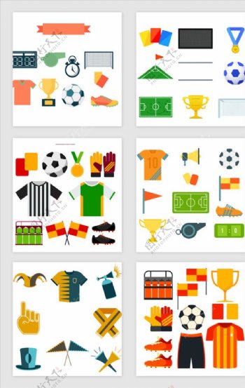 足球运动卡通图标矢量图