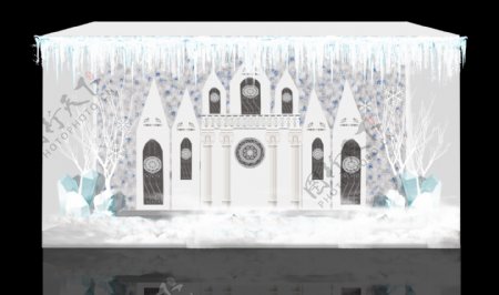白色冰雪城堡迎宾展示区效果图