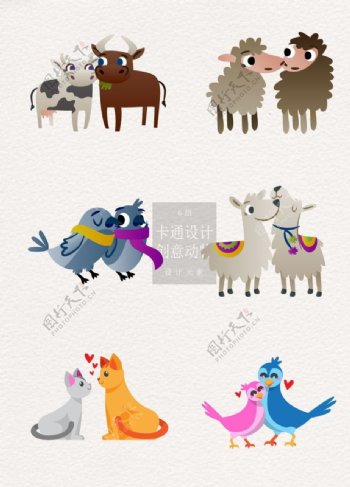 彩色卡通动物设计图案