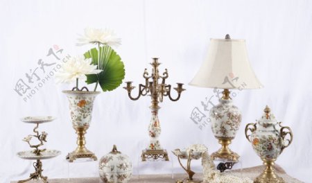 欧式陶瓷花瓶烛台罐子装饰摆件