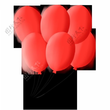 国庆节喜庆手绘卡通红色气球串气球素材