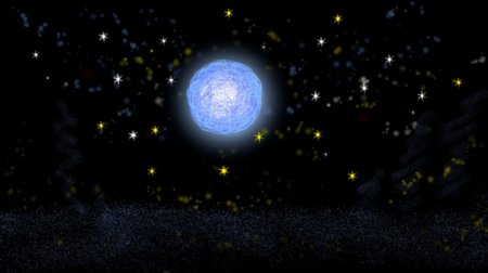黑色夜空中的明亮的月亮卡通背景