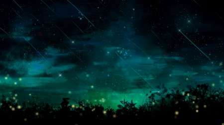 夜晚天空中的流星卡通背景