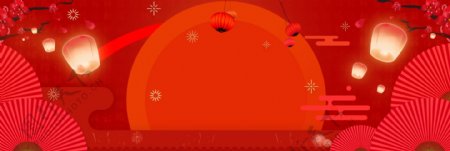 2018大红海报中国风新年气氛灯笼祥云
