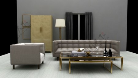 现代美式沙发组合