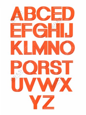 手绘创意橘红色英文字母合集