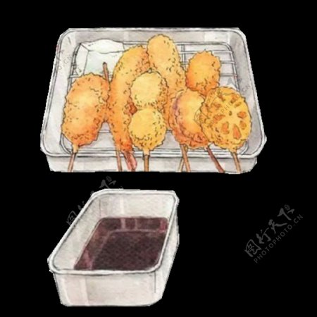 卡通手绘休闲食品零食薯片甜食烧烤设计