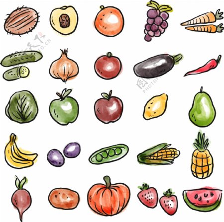 卡通蔬菜水果食材元素