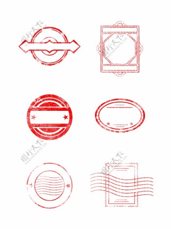 斑驳红色邮戳印章边框可商用设计元素