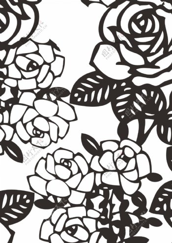 rose黑白玫瑰花商用原创元素底纹