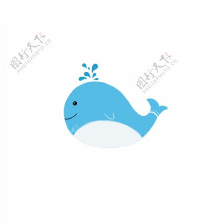 手绘简约几何小清新蓝色鲸鱼插画