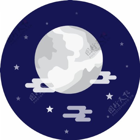 卡通八月十五中秋节圆月星空矢量素材设计