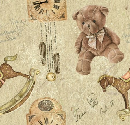 复古小熊壁纸图案