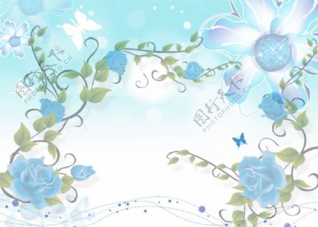 蓝色梦幻花朵