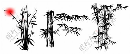 水墨竹子树林图