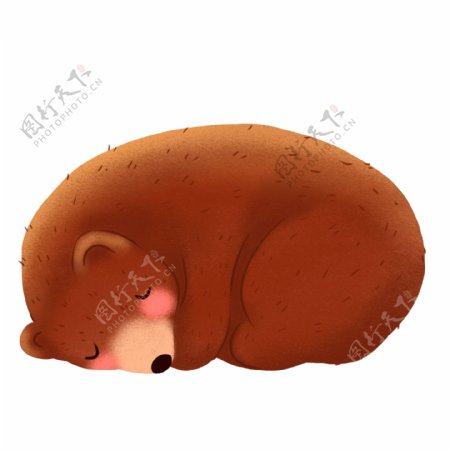 睡觉的棕熊手绘设计可商用元素