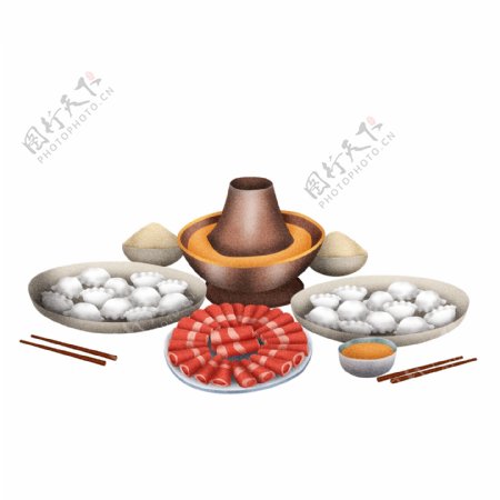 手绘立冬饺子和火锅美食设计