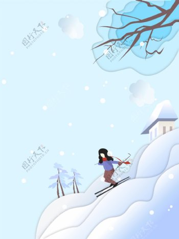 冬季滑雪运动海报背景