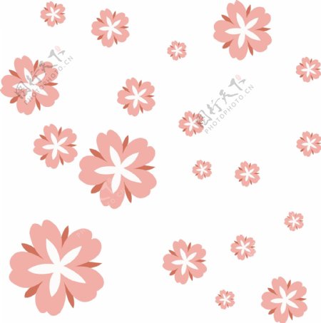 手绘卡通漂浮花朵素材粉红樱花
