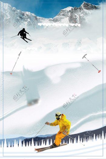 冬季雪场滑雪背景设计