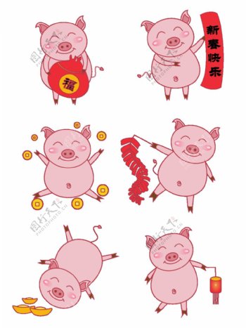 简约猪年猪元素之卡通可爱套图