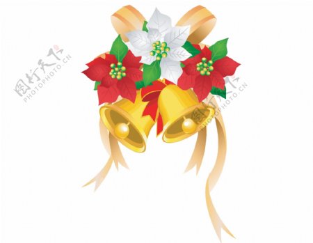 矢量黄色铃铛花朵圣诞装饰元素