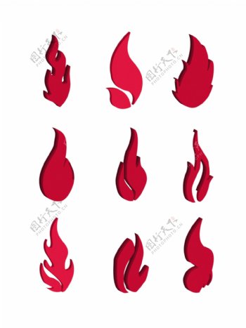 手绘中国红立体火焰