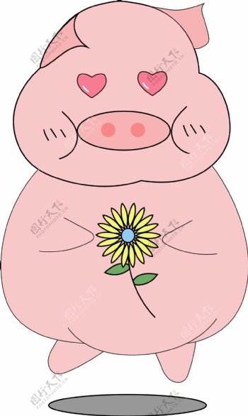可爱粉色猪年小猪犯桃花表情可商用元素