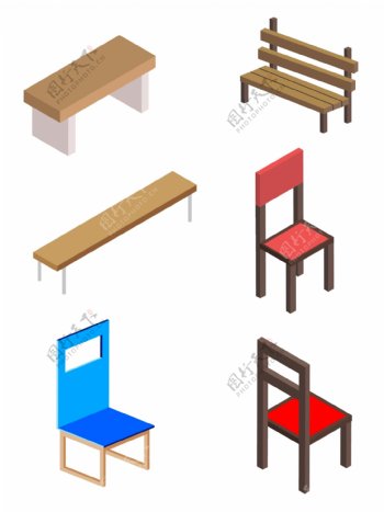 简约2.5D凳子椅子素材