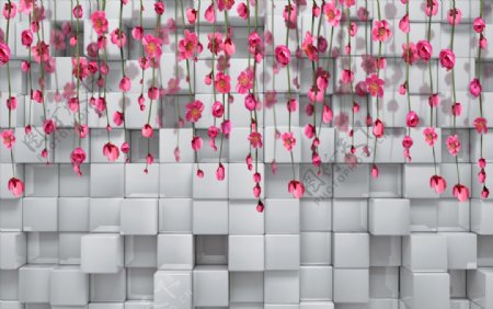 3D立体花朵花藤背景墙