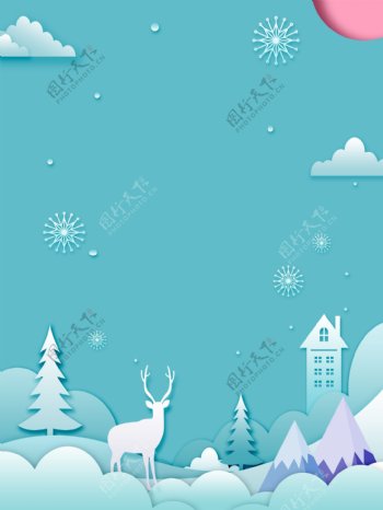 清新冬季雪景背景设计