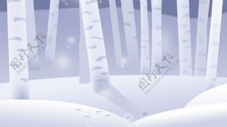 彩绘时尚冬季雪地背景