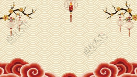 传统中国风祥云底纹图案节日背景设计