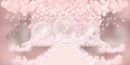 粉色梦幻气球芭蕾女孩婚礼效果图