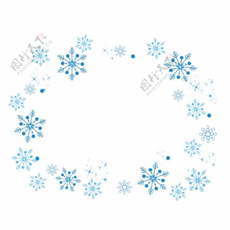 冬天手绘飘雪蓝色雪花冬季下雪浪漫装饰