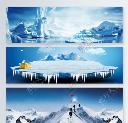 雪山风景海报背景
