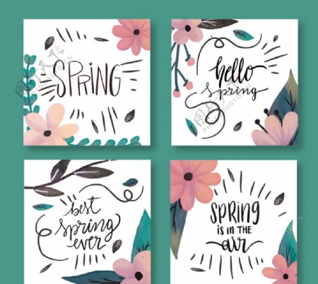 彩绘春季花朵卡片