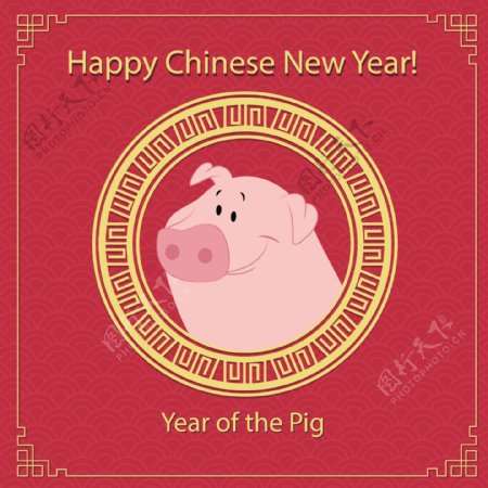 2019猪年元素海报设计