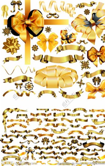 金色横幅缎带蝴蝶结