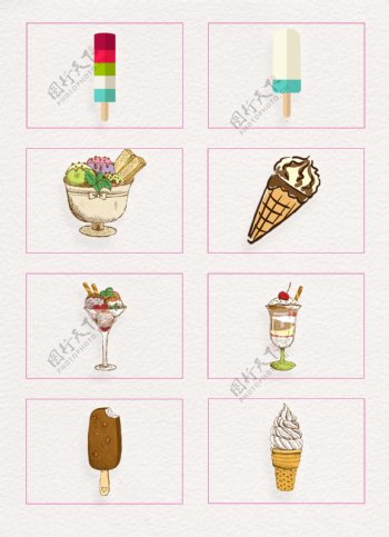 彩色创意8组冰淇淋素材设计