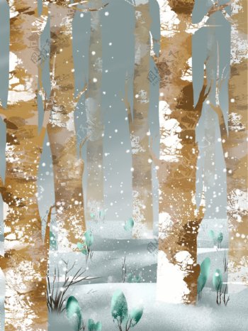 简约冬季树林雪地背景设计