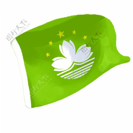 手绘绿色澳门旗帜设计