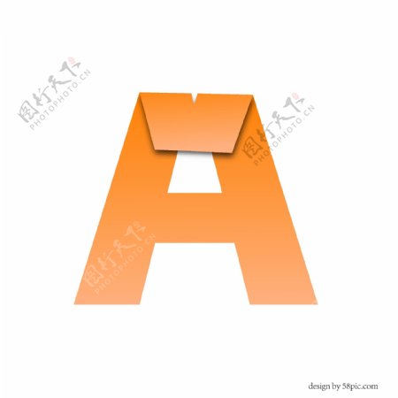 字母A渐变立体折纸艺术字体