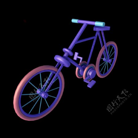 C4D立体彩色脚踏自行车3