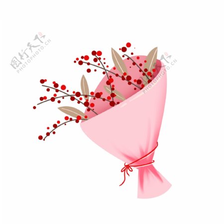 粉色的鲜花花束插画
