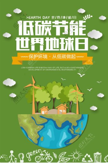 绿色世界地球日4.22环保海报