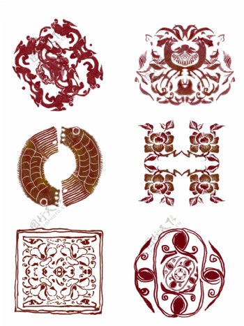 手绘国风中国传统纹样装饰花纹元素